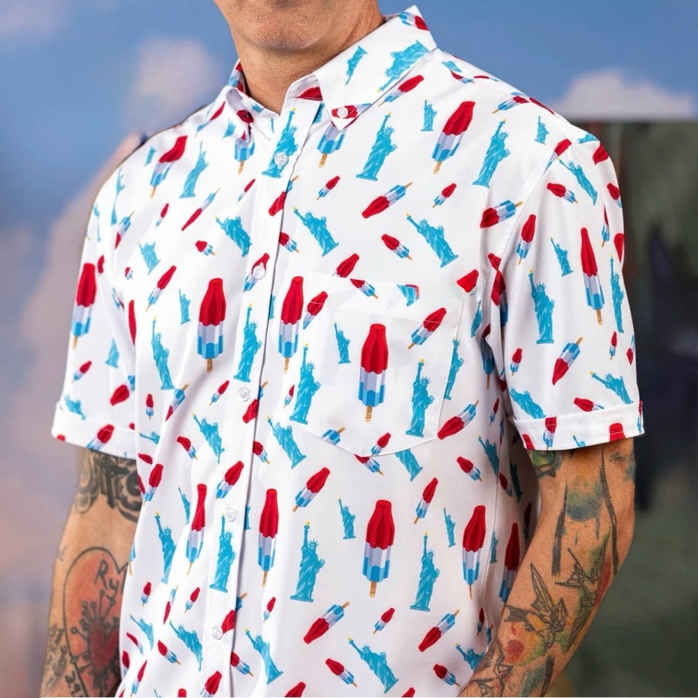 RSVLTS America Pops & Freedom Men’s Button Down Shirt Size Large